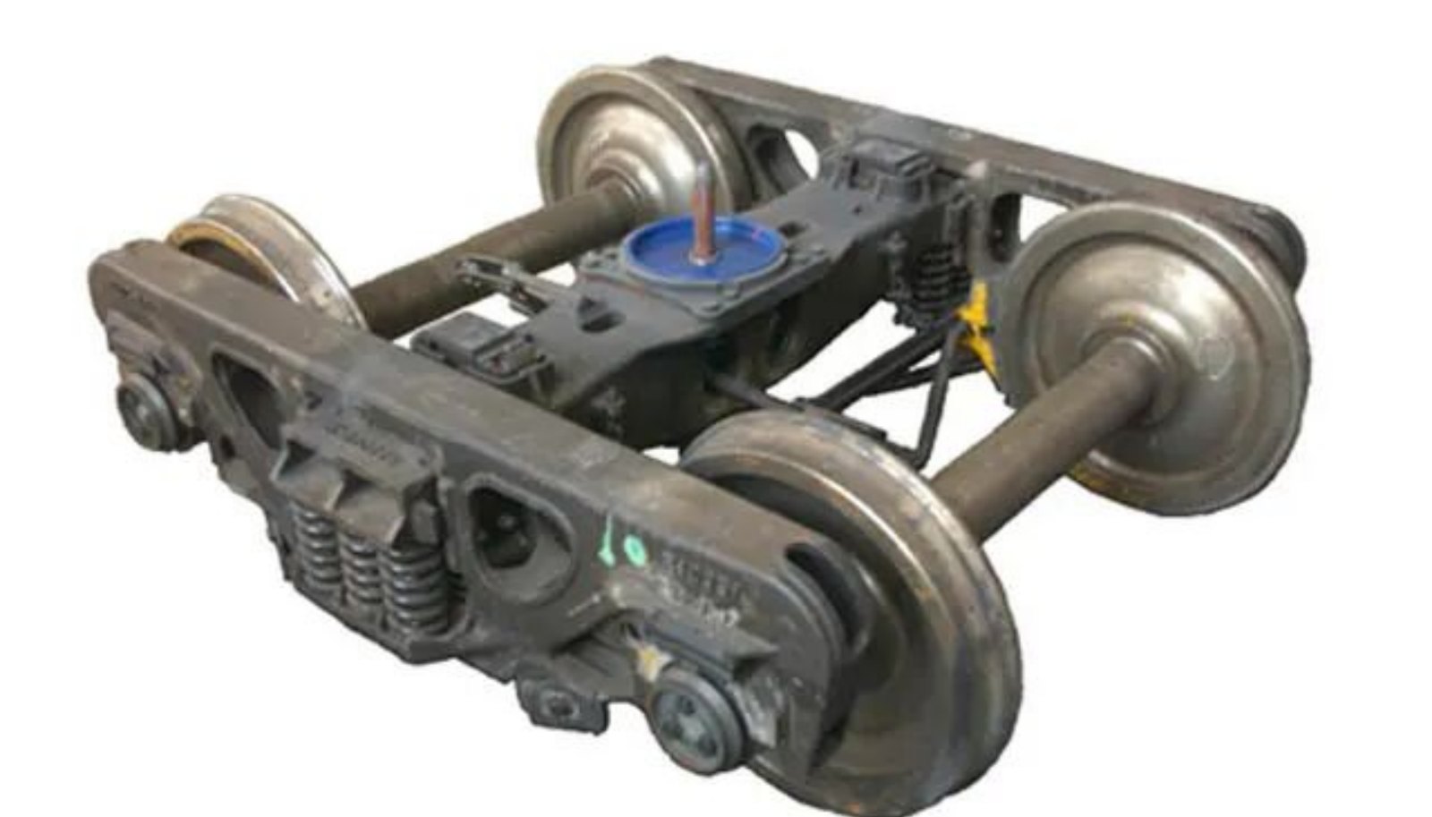 Bogie consiste em rodados, quadros, suspens&atilde;o e freios.